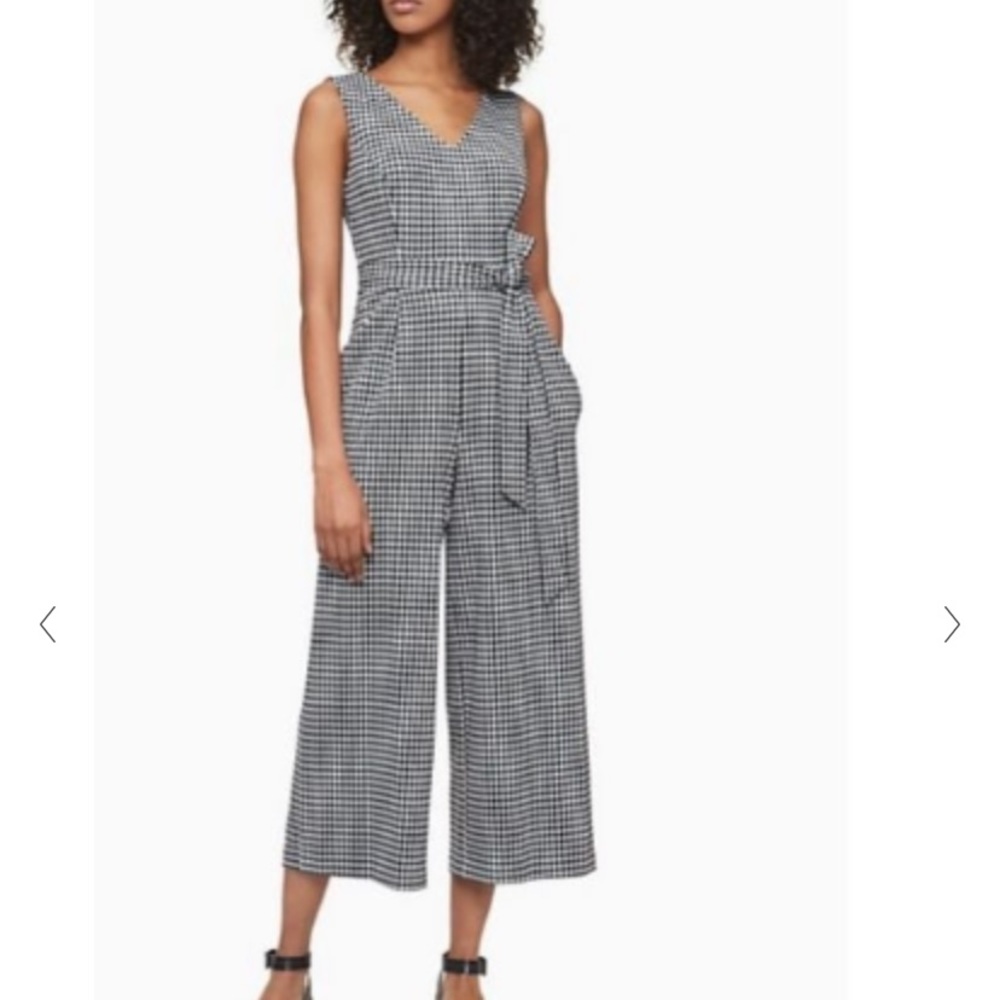 Calvin klein black & white gingham jumpsuit